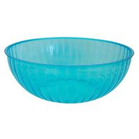 Party Essentials N192605 Heavy Duty Brights Plastic Large Serving Bowl, 192-Ounce Capacity, Neon Blue (Case of 6)