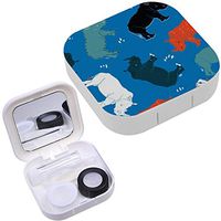 Portable Contact Lens Case Box Travel Kit Mirror + Bottle + Tweezers Container Holder [ Rhino Isolated ]