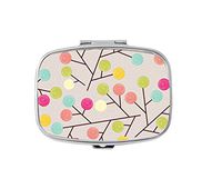 Udoosun Pill Box,Vintage Flower Motifs Custom Personlized Rectangular Pill Case Holder Decorative Box Pocket Purse Travel Pill Vitamin Tablet Medicine Case