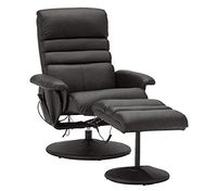 MCombo Electric Faux Leather Recliner Chair and Ottoman Swiveling Gaming Massage Chair Wrapped Base Swivel Seat 7902 Black