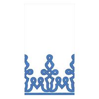 Caspari Dessin Passementerie Paper Linen Guest Towel Napkins in Riviera Blue - Two Packs of 12