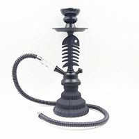 11' Single Hose Fishbone Stem Hookah Shisha Glass Bong - Black w/Hose & Tongs