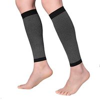 Calf Compression Sleeve 20-30mmHg for Men & Women - Best Footless Compression Socks for Shin Splint & Leg Pain Relief, Running, Nurses & Maternity. Improves Circulation and Recovery.(Black/Gray-S)