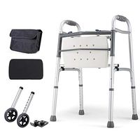 Deluxe Medical Walker RollatorAdjustable Height Aluminum Alloy Walker,Max 180 Kg(400lbs)[Contains attachments]
