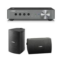 Yamaha WXA-50 MusicCast Wireless Streaming Amplifier NS-AW294 Outdoor Speaker, Pair, Black
