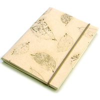 Natural Leaf Handmade Stationery 5x7 Blank Note Sketch Scratch Pad Book 40pp Natural Leaf Sketching Diary Journal (Cream Small Leaf)