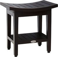 (Fully Assembled) AquaTeak Patented 18" Maluku Mocha Teak Shower Bench with Shelf