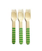 Perfect Stix Chevron Forks 158 36-Green Printed Wooden Forks with Green Chevron Pattern, 6" (Pack of 36)