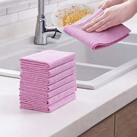 Gotian Soft Lint-Free Coconut Shell Washing Towel Cleaning Cloth Not Contaminated Strong Water Absorbent Oil Dish Cloth Dish Rag Cleaning Cloth Clean Dishes Cups Countertops (Pink)