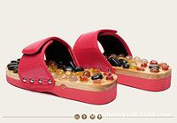 Natural agate stone massage slippers acupressure foot massage shoes , red , 43