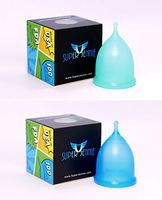 Super Jennie Menstrual Cup - Made in USA - Twin Pack, Small & Large, Teal
