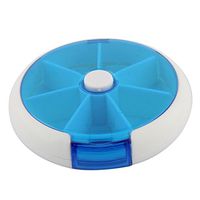 uxcell Household Button Rotate Weekly Medicine Pill Box Holder Organizer Dispenser Blue