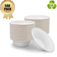 Rigid Paper Bowls Disposable Made From Natural Sugar Cane Fibers, Eco-Friendly, Fully Compostable And Biodegradable 8 Oz /350 Ml, Microwavable And Leakproof Tableware for Hot And Cold Foods, 500 Pcs