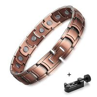 MGlooks Red Copper Magnetic Bracelets for Men, Adjustable Magnetic Copper Bracelets for Anti-Fatigue Arthritis Pain Relief