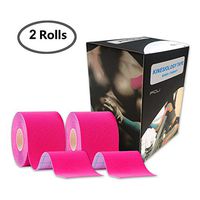 Kinesiology Theraeputic Tape Physio for Athletic Sports Recovery Pain Relieve Strong Adhesion Waterproof Original Cotton Uncut 2 Inch x 16.4 Feet (2 Pink)