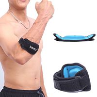 Mcolics Tennis Elbow Brace (2 Pack), Tennis & Golfer's Elbow Pain Relief with Compression Pad, Wrist Sweatband - Best Elbow Strap Band for Men and Women (Black/Blue)