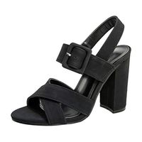 Cenglings Plus Size Beach Women Peep Toe Strappy High Chunky Heel Pumps Wedges Dress Sandals Ankle Strap Platform Sandals(Black,38)