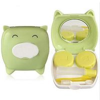Benlet Travel Portable Lovely Piggy Contact Lens Case Storage Box With Mirror Tweezer Cases