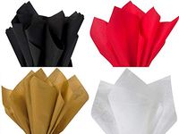 12 Assorted 4 Colors Christmas Holiday Colors Gift Grade Tissue Paper Sheets - 15" x 20" - Choose Color Set (Black,White,RED,Antique Gold)