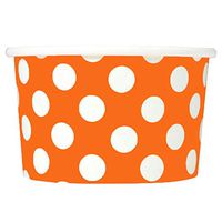 [1,000 Count] Orange Paper Ice Cream Cups - 4 oz Polka Dot Dessert Bowls - Comes In Many Colors & Sizes! Frozen Dessert Supplies