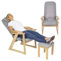 Vive Massage Chair and Footstool Ottoman - Back, Neck and Shoulder Shiatsu Heat Massager - Adjustable Deep Kneading Intensity - Relaxing Recliner Seat for Muscle Tissue Pain Relief and Full Body