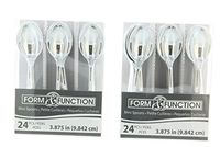 48ct Mini Silver Spoons Metallic Plastic Utensil Cocktail Party Appetizer Tool