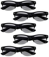 5 Packs Dark Color Stylish Patterned Spring Hinges Women Reading Eyeglasses(Grey-Lens,+2.75)