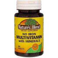 Nature's Blend Multiple Vitamin With Minerals Tablets No Iron - 100 Tablets, Pack of 2