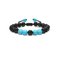 FUTTMI 5 Pcs 8mm Lava Rock Aromatherapy Anxiety Essential Oil Diffuser Bracelet Braided Rope Natural Stone Yoga Beads Bracelet for Men Women (B)