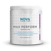 NOVA Three Labs | Max Perform Powdered Preworkout | Designed to Maximize Performance and Reduce Fatigue During Training. (Caffeine-Free Grape)