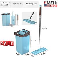 Lovely999 Self Cleaning Drying Wringing Mop Bucket System Flat Floor with Microfiber Pad