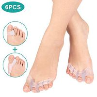 Gel Toe Separators Kits, Bunion Guard and Toe Spacer for Big Toe and Five Toe, Toe Bunion Straightener for Treating a Claw Toes, Overlapping Toes and Hallux Valgus for Day and Night Use (6 PCS)