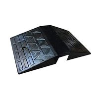 Channels Cord Cover Road Along The Slope Threshold Slope Step Uphill Anti-Skid Pad Slipper Triangle Wooden Wheel Locator (Color : Black, Size : 70x40x11cm)