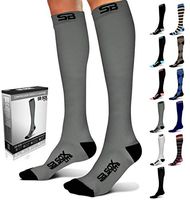 SB SOX Lite Compression Socks (15-20mmHg) for Men & Women - BEST Stockings for Running, Medical, Athletic, Edema, Diabetic, Varicose Veins, Travel, Pregnancy, Shin Splints, Nursing (Gray/Black, S/M)
