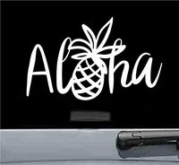 JS Artworks Aloha Pineapple Vinyl Decal Sticker (White)