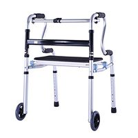HYXQY-ZY Folding Walker with Seat and 2 Wheels- Adjustable, Portable, Lightweight, Compact Elderly Walking Medical Mobility Aid for Handicap | Bariatric Adult Walking Frame (Color : with Roller)