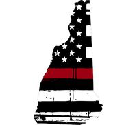 New Hampshire tattered thin red line 7x3.3 inches flag honoring our men & women of law enforcement and Fire Fighters USA america Flag symbol sticker decal die cut vinyl - Made and Shipped in USA
