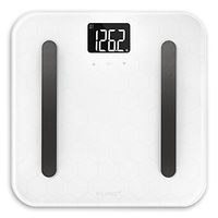 GreaterGoods White Designer Glass Body Composition Bathroom Scale, Black Steel Bio-Impedance Paddles (White)