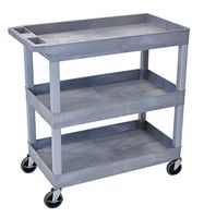 Luxor 32 x 18 Tub Storage Cart 3 Shelves - Gray by Luxor