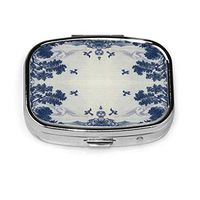 Delft Blue Ceramic Portable Pill Organizer, Travel Pill Box Daily Pill Case to Hold Supplements & Medication