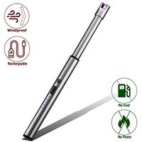 Elite Brands USA Plasma Arc Trendy Long Neck Rechargeable Windproof USB Lighter, Ideal for Gas Stove Candle Fireplace Kitchen Grills BBQ, Flameless Without Butane, Electric Beam Lighter (Silver)