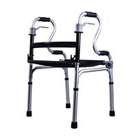 Standard Walkers Walking Aid Walking Stick Folding Walker with Seat for Mobility Elderly Walker Aid Aluminum Adjustable Height Walking Frames