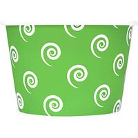 [50 Count] Green Paper Ice Cream Cups - 8 oz Swirls And Twirls Disposable Dessert Containers Perfect For Yummy Treats! Frozen Dessert Supplies