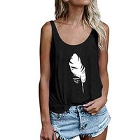 Tanks For Women 2019, Liraly Ladies leaf Print Vest Sleeveless Loose Crop Tops T-Shirt(Black,US-4 /CN-S)