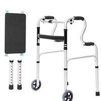 Lqdpdd Lightweight Folding Four Wheel Rollator Walker with Padded Seat, Walker Folding Roller Seat Walker Aluminum Walking Frame Suitable for Waist Lower Limb Training Standard Walker,B