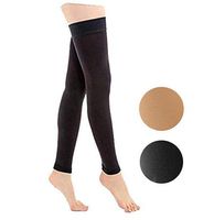 TOFLY Maternity Thigh High Overnight Footless Compression Stockings, Slim Leggings for Women - 1280D Grade Pregnancy Sleeves 20-30mmHg, Black M