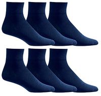 Yacht & Smith Loose Fit Non-Binding Soft Cotton Diabetic Crew and Ankle Socks, Bulk Value Pack (6 Pack Navy Ankle, Men (10-13))