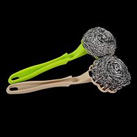 UTENEW Stainless Steel Wool, Scourer, Sponges, Scrubbers, Scouring Pads with Handle, 2 Pack for Kitchen, Bathroom