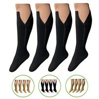 HealthyNees Open or Closed Toe 20-30 mmHg Zipper Compression Medical Leg Socks (2 Pairs Closed Toe Black, 2X-Large)