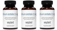 Weyland Brain Nutrition: Lithium Orotate 2.5mg (3 Bottle), 180 Vegetarian Capsules, Lithium Supplement Supports Healthy Mood, Behavior, Memory and Wellness
